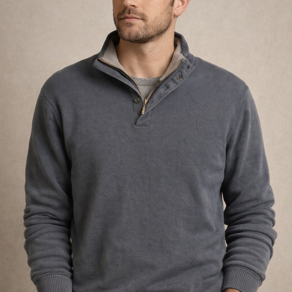 Van Heusen Studio Men’s Quarter-Zip Button Combo Pullover – Size Large